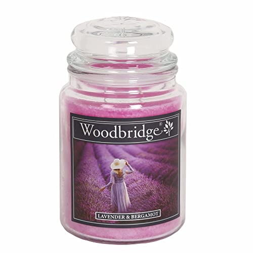 Woodbridge Duftkerze im Glas mit Deckel | Lavender & Bergamot | Duftkerze Lavendel | Kerzen Lange Brenndauer (130h) | Duftkerze groß | Lila Kerzen (565g) von Woodbridge