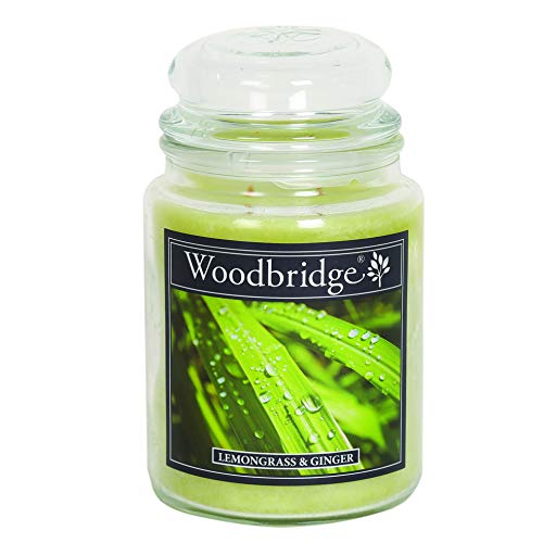 Woodbridge Duftkerze im Glas mit Deckel | Lemongrass Ginger | Duftkerze Zitrone | Kerzen Lange Brenndauer (130h) | Duftkerze groß | Kerzen Grün (565g) von Woodbridge