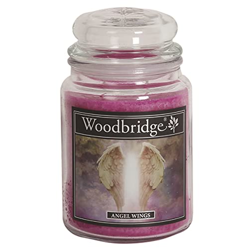 Woodbridge Duftkerze im Glas mit Deckel | Angel Wings | Duftkerze Patchouli | Kerzen Lange Brenndauer (130h) | Duftkerze groß | Kerzen Rosa (565g) von Woodbridge