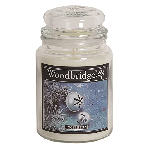 Woodbridge Duftkerze im Glas mit Deckel | Jingle Bells | Duftkerze Winter | Kerzen Lange Brenndauer (130h) | Duftkerze groß | Kerzen Weiß (565g) von Woodbridge