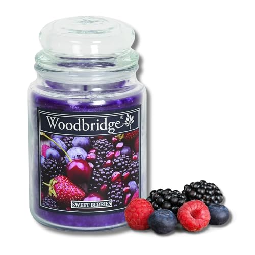 Woodbridge Duftkerze im Glas mit Deckel | Sweet Berries | Duftkerze Fruchtig | Kerzen Lange Brenndauer (130h) | Duftkerze groß | Lila Kerzen (565g) von Woodbridge