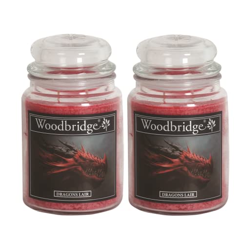 Woodbridge Große Duftkerze im Glas mit Deckel | 2er Duftkerzen Set Dragons Lair | Duftkerze Fruchtig | Kerzen lange Brenndauer | Raumduft für Zuhause | Kerze 2 Docht von Woodbridge