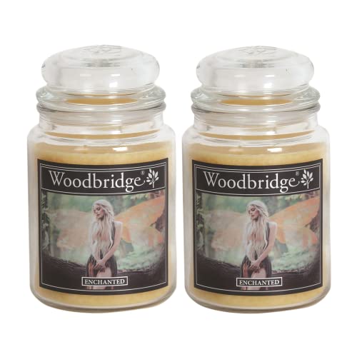 Woodbridge Große Duftkerze im Glas mit Deckel | 2er Duftkerzen Set Enchanted | Duftkerze Floral | Kerzen lange Brenndauer | Raumduft für Zuhause | Kerze 2 Docht von Woodbridge