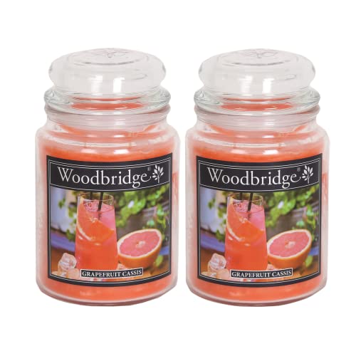 Woodbridge Duftkerze im Glas mit Deckel | 2er Set Grapefruit Cassis | Duftkerze Fruchtig | Kerzen Lange Brenndauer (130h) | Duftkerze groß | Kerzen Rot (565g) von Woodbridge
