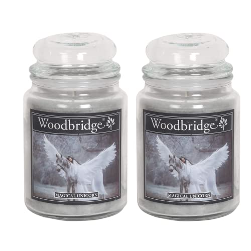 Woodbridge Große Duftkerze im Glas mit Deckel | 2er Duftkerzen Set Magical Unicorn | Duftkerze Patschuli | Kerzen lange Brenndauer | Raumduft für Zuhause | Kerze 2 Docht von Woodbridge