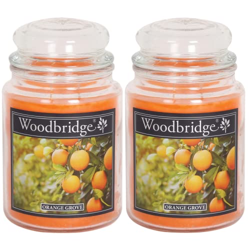 Woodbridge Große Duftkerze im Glas mit Deckel | 2er Duftkerzen Set Orange Grove | Duftkerze Orange | Kerzen lange Brenndauer | Raumduft für Zuhause | Kerze 2 Docht von Woodbridge