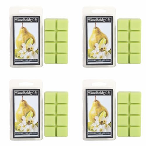 Woodbridge Duftwachs für Duftlampe | 4er Set English Pear & Freesia | Duftwachs Jasmin | 8 Wax Melts für Duftlampe | Raumduft für Aromatherapie | 10h Duftdauer je Melt (68g) von Woodbridge