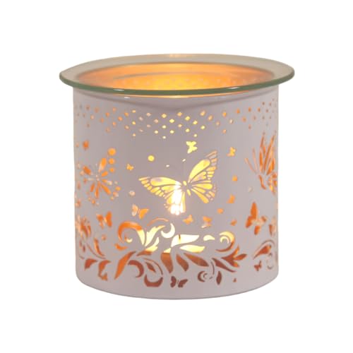 Woodbridge Teelicht Duftlampe | Butterfly Weiß Gold | Teelichthalter für Zuhause | Duftkerzenhalter Kerzenaccesoires | Duftlampe für Duftwachs von Woodbridge