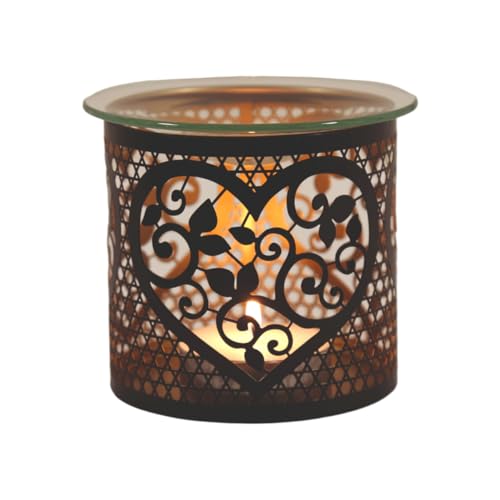 Woodbridge Teelicht Duftlampe | Heart Black Gold | Teelichthalter für Zuhause | Duftkerzenhalter Kerzenaccesoires | Duftlampe für Duftwachs von Woodbridge