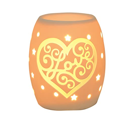 Woodbridge elektrische Duftlampe für Dein Zuhause - Love - Elegante weiße Keramik Duftlampe im romantischen Design geeignet für Duftwachs - EU Stecker enthalten - 12,5 cm von Woodbridge
