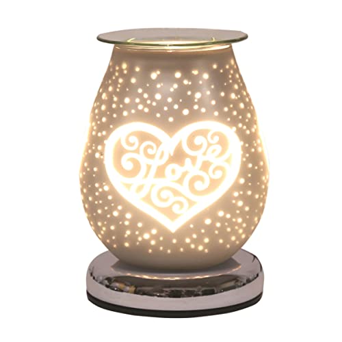 Woodbridge elektrische Duftlampe für Dein Zuhause mit Touch-Funktion - Satin Love Heart - Elegante Duftlampe im Romantischen Design geeignet für Duftwachs - EU Stecker enthalten 3 Lichtstufen - 16 cm von Woodbridge