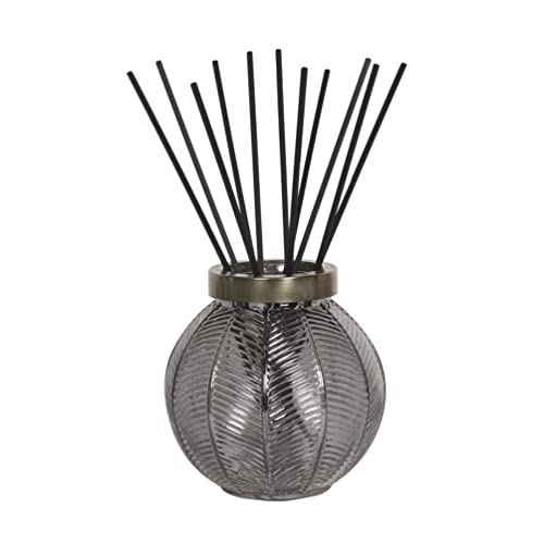 Woodbridge leeres Reed Diffuser Glas | zum Selbstbefüllen | Grey | Schickes Diffuser Glas inklusive 50 Stück Rattan Reeds zur Duftverteilung | geruchsneutralisierender Luftentfeuchter von Woodbridge