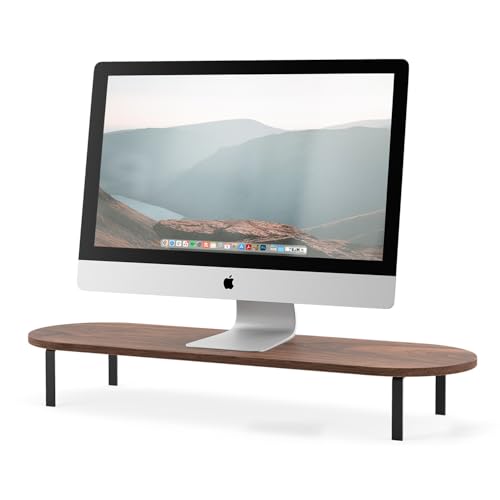 Woodcessories - Monitorständer Holz, Monitor Erhöhung Schreibtisch, ergonomische Bildschirmerhöhung aus nachhaltigem Walnussholz (Schwarz) von Woodcessories