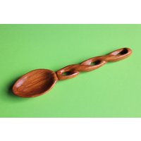 Olivenholz Geformter Frühstückslöffel/Hölzerner Handgeschnitzter Löffel Einzigartiger Holzlöffel Mit Gedrehtem Stiel Gedrechselt von WoodcreatorCrafts