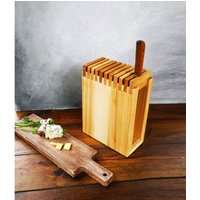 Holz-Messerblock Aus Eiche. Holz-Messerständer. Holz-Messerhalter. Rustikale Messer-Ausstellung von Wooddery