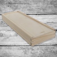 Hölzerne Längliche Flache Box Mit Schiebedeckel | Buntstifte Pinsel Künstler Werkzeugkasten Schlichter Rohling Unbemalt Für Decoupage Basteln von Woodeedoo