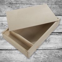 Holzschiebedeckel Shallow Box Mit 2 Fächern Abschnitte Case | Fotos & Pendrive Schlichter Rohling Unbemalt Unfertige von Woodeedoo
