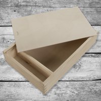 Holzschiebedeckel Shallow Box Mit 2 Fächern Abschnitte Case | Fotos & Pendrive Schlichter Rohling Unbemalt Unfertige von Woodeedoo