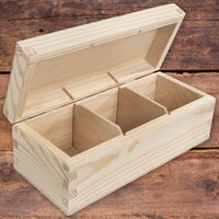 Schlichte Kleine Aufbewahrungsbox Aus Holz Mit 3 Fächern Und Deckel | Abgerundeter Tee Schmuckschatulle Trinket Memory Case Für Decoupage Schlichte Kleine Aufbewahrungsbox Aus Holz Mit 3 Fächern Und Deckel | Abgerundeter Tee Schmuckschatulle Trinket Memory Case Für Decoupage von Woodeedoo