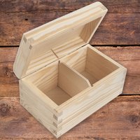Schlichte Kleine Aufbewahrungsbox Aus Holz Mit Klappdeckel/3 Fächer Teebox Schmuckstück Erinnerungsbox Perfekt Für Decoupage Kunsthandwerk von Woodeedoo