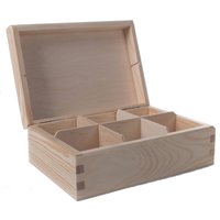 Schlichte Rechteckige Holz Aufbewahrungsbox Mit Klappdeckel/6 Fächer Teebox Schmuckkästchen Erinnerungsbox Perfekt Für Decoupage Schmuckschatulle von Woodeedoo