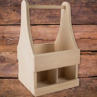 Schlichtes Holz Picknick 4 Flaschen Bier Träger Halter Caddy Trug | Passend Für 6x 330/500Ml Kiefernholz Tote Unlackiert & Unfertig Zum Basteln von Woodeedoo