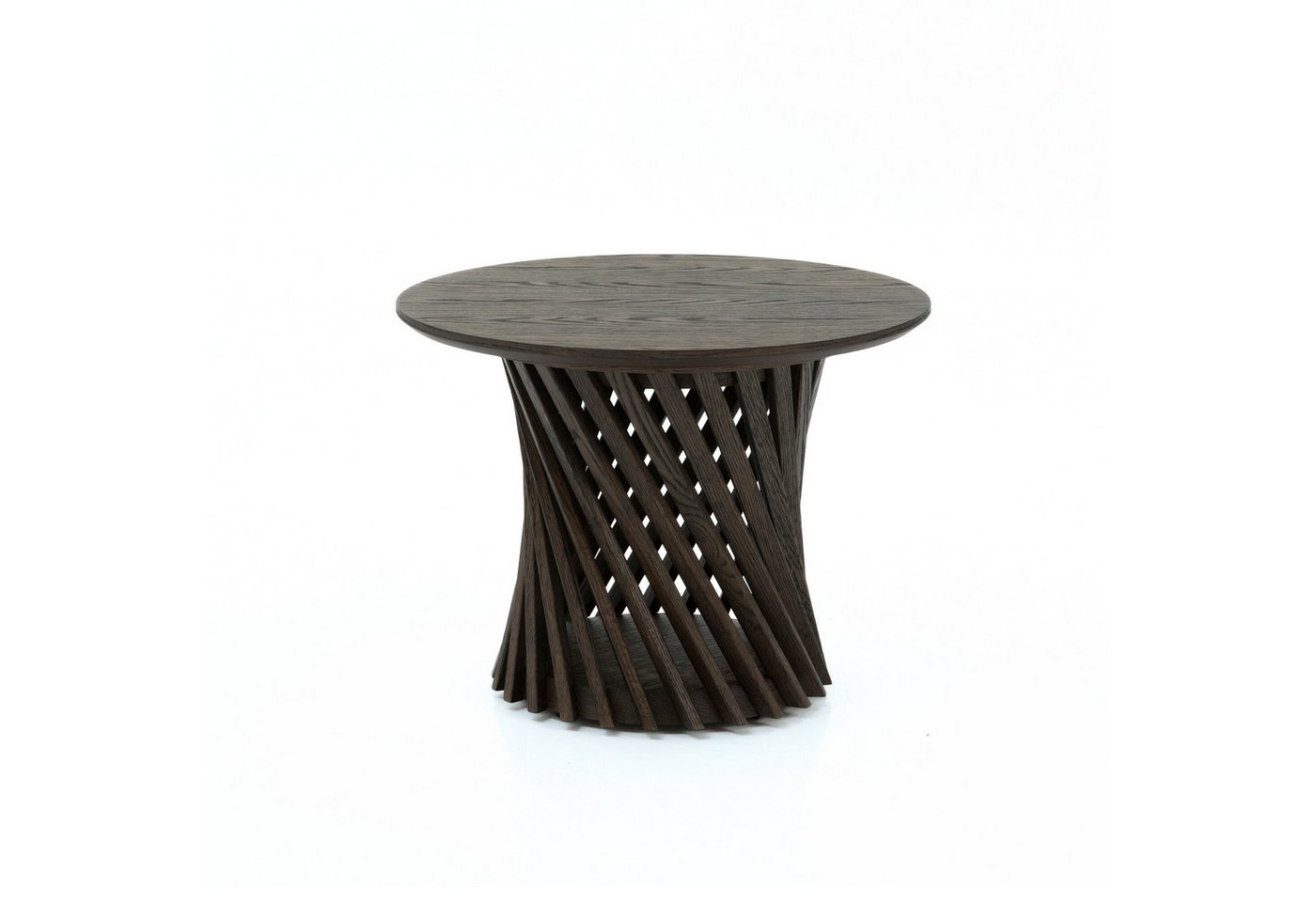 Woodek Design Couchtisch Runder Couchtisch EMMA aus massiver Eiche, Espresso, 60 cm (mit sichtbarer natürlicher Maserung, 1-St., Espresso matt lackiert), Skulpturaler Mittelfuß von Woodek Design