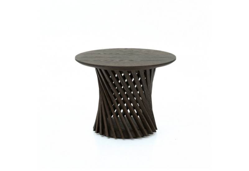 Woodek Design Couchtisch Runder Couchtisch EMMA aus massiver Eiche, Espresso, 60 cm (mit sichtbarer natürlicher Maserung, 1-St., Espresso matt lackiert), Skulpturaler Mittelfuß von Woodek Design