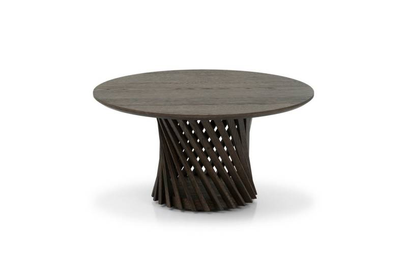 Woodek Design Couchtisch Runder Couchtisch EMMA aus massiver Eiche, Espresso, 80 cm (mit sichtbarer natürlicher Maserung, 1-St., Espresso matt lackiert), Skulpturaler Mittelfuß von Woodek Design