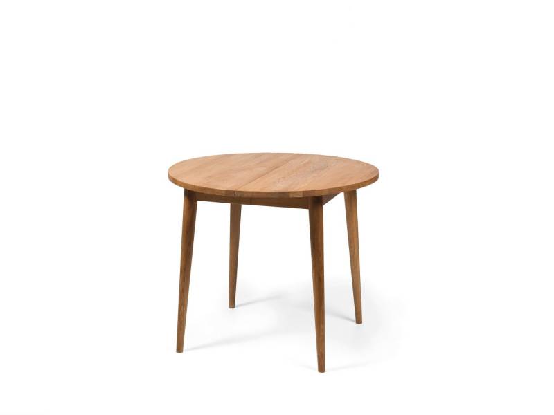 Woodek Design Esstisch BO aus Eiche mit natürlichem Ölwachs-Finish, ⌀ 108 cm, 1 Verlängerung (Massivholz, 1-St., 1 Tisch), Küchentisch im skandinavischen Design von Woodek Design
