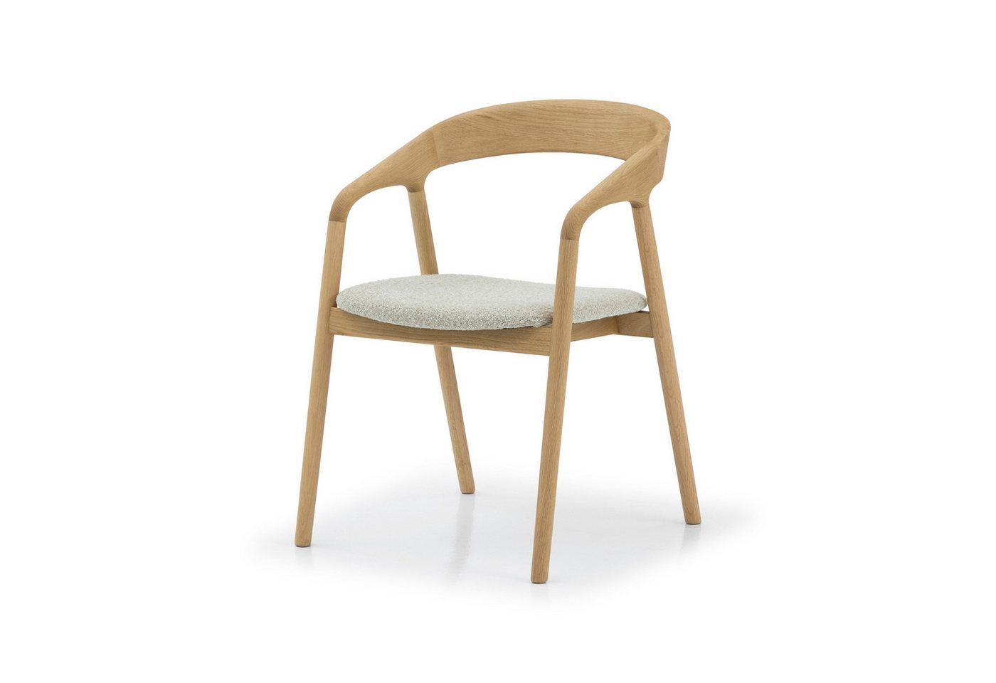 Woodek Design Esszimmerstuhl CELESTE, aus massivem Eichenholz im nordischen Stil (beiger Stoff CLOUD 119 natural, 1 St), Sessel mit gepolsterter Sitzfläche von Woodek Design
