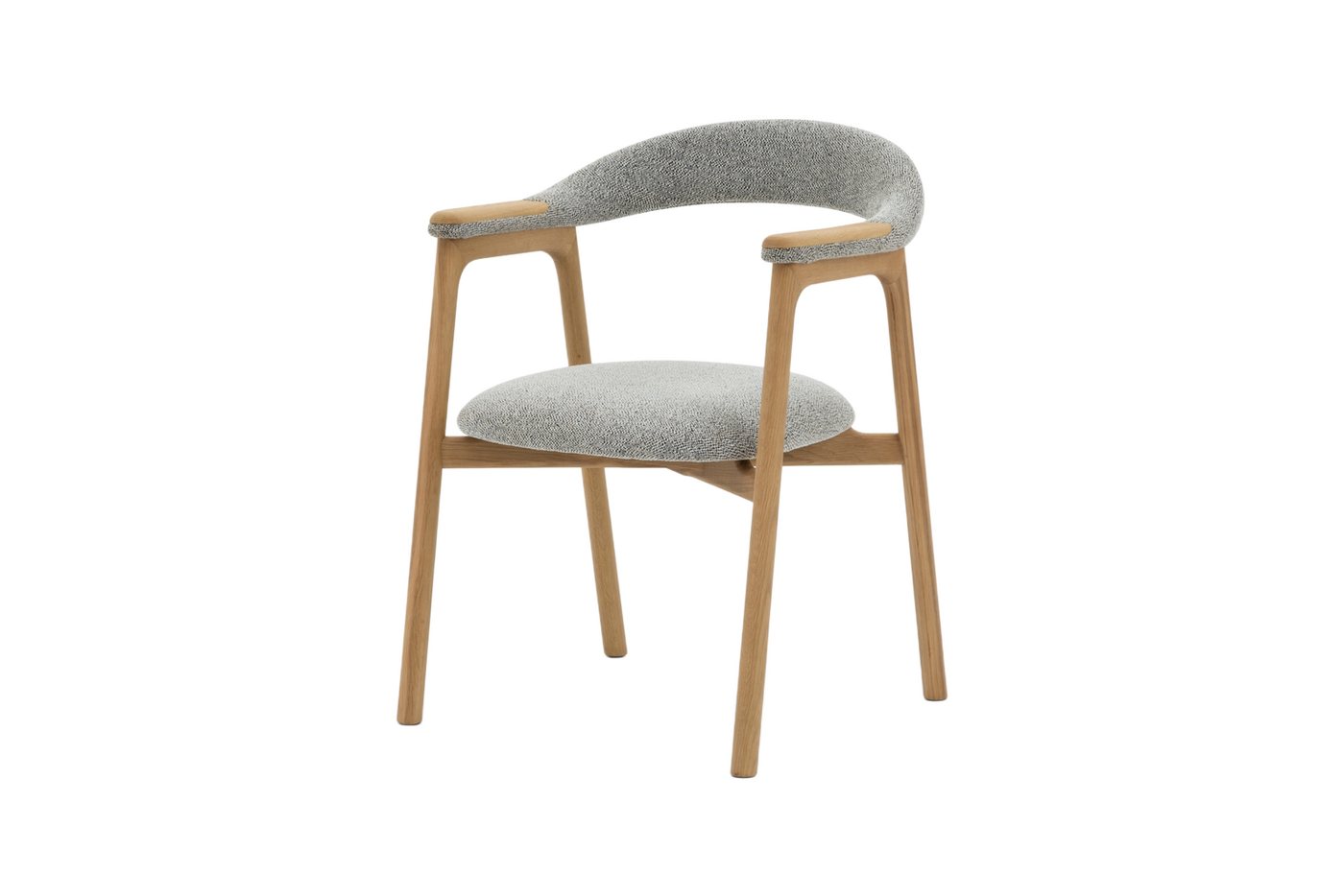 Woodek Design Esszimmerstuhl FRANZ aus massiver Eiche, natur, mit Noel-Stoff schwarz-weiß (mit geschwungener Form, 1 St), Höhe 81 cm, Breite 53 cm, Tiefe 62 cm von Woodek Design