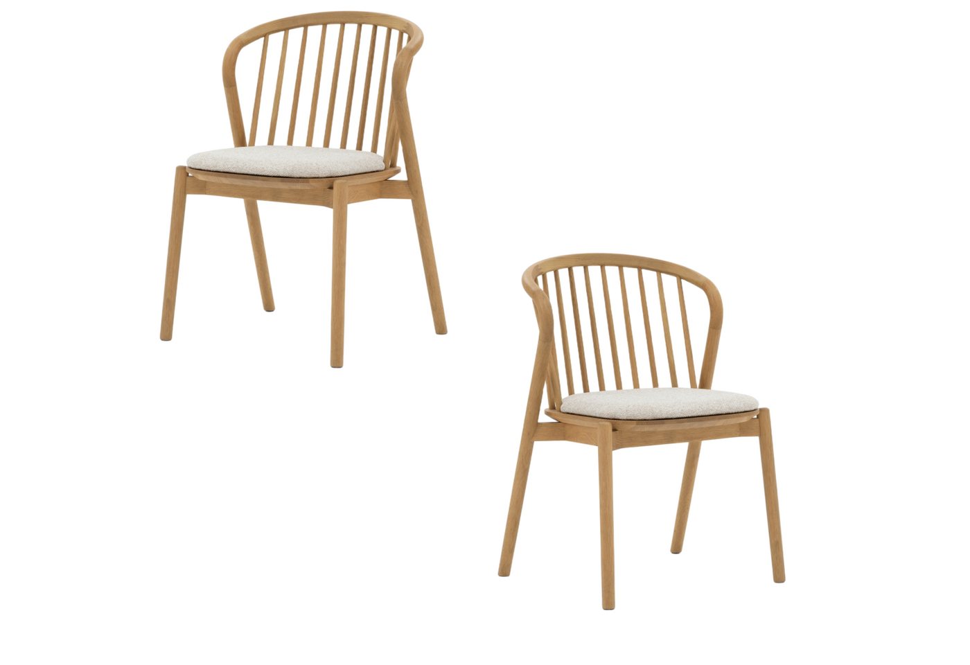 Woodek Design Esszimmerstuhl SAGA massiver Eichenstuhl mit abnehmbarem beigem Sitzkissen (Skandinavisches Design, 2 St), ergonomisch geformt, vormontiert, matt lackiert von Woodek Design