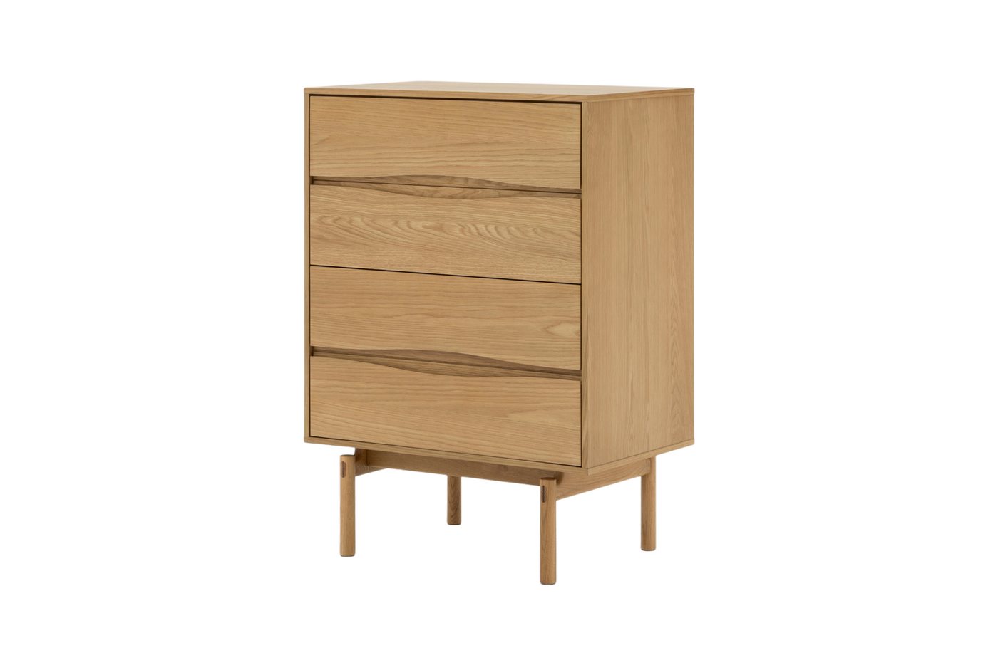 Woodek Design Hochkommode Kommode CELESTE mit 4 Schubladen aus massiver Eiche natur (natur matt lackiert, 1 St., Vier Schubladen mit Soft-Close-Metallschienen), Breite 81 cm, Höhe 115 cm, Tiefe 50 cm von Woodek Design