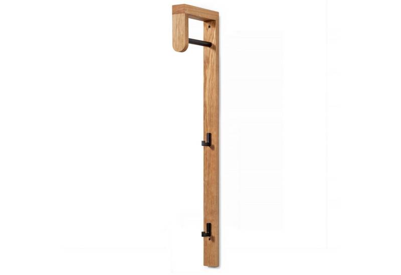 Woodek Design Kleiderbügel Wandgarderobe WOODY, skandinavischer Kleiderhaken, (Flurgarderobe aus geöltem Eichenholz und Metall, 1-tlg), industrielle Garderobenleiste mit Kleiderstange von Woodek Design