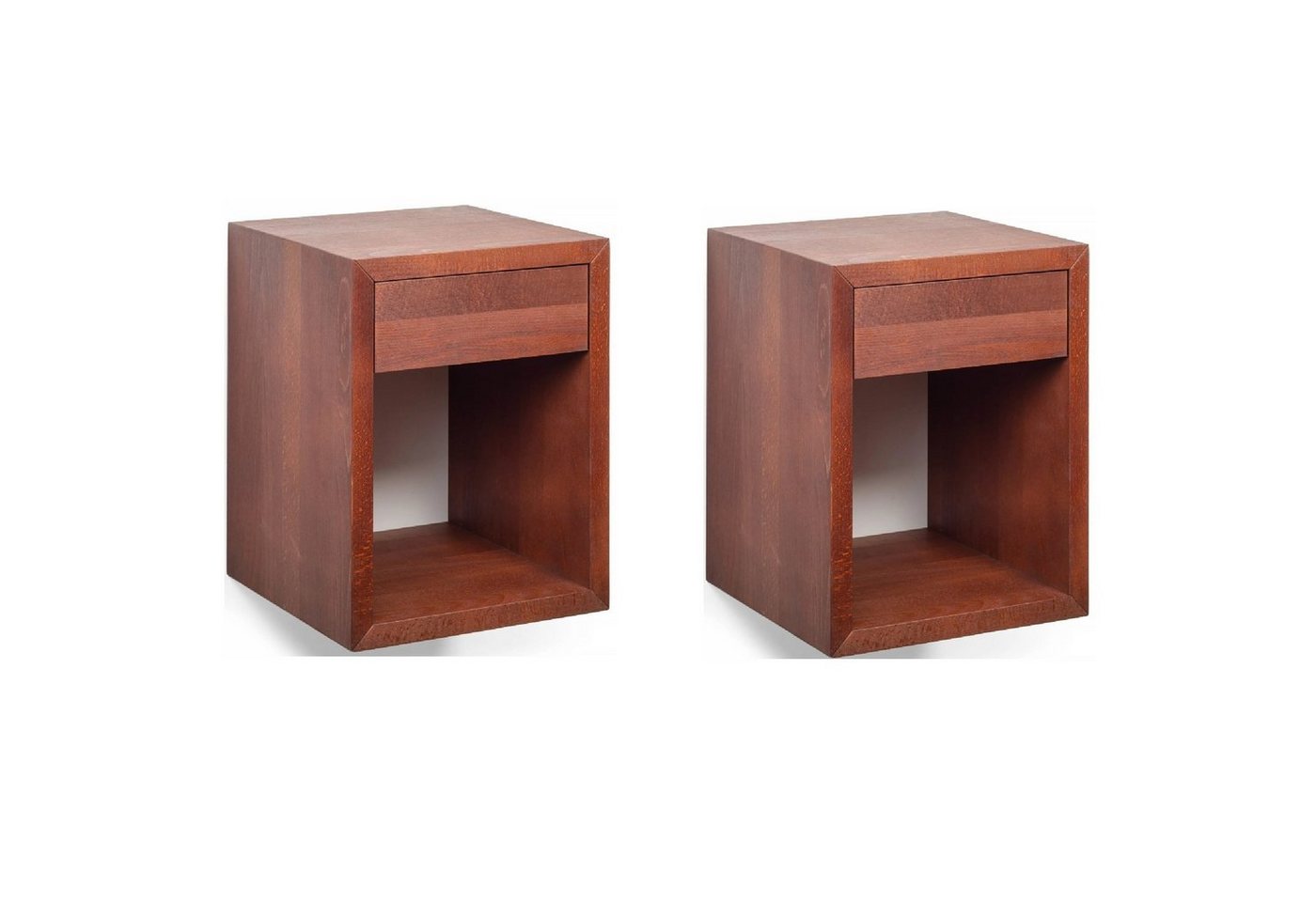 Woodek Design Nachttisch HUGO, 2er Set: Schwebende Holz Nachtkonsolen mit Grifflosen Schubladen (Ablagetische aus brauner Birke, 2-St., Hängende und Moderne Nachtkommode), Skandinavischer Wandschrank von Woodek Design