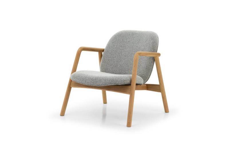 Woodek Design Sessel THEO, mit grafischem schwarz-weißem Noel-Stoff (Robuste Konstruktion für langen Genuss, 1-St., Geneigte Rückenlehne), Massiver Eichenrahmen mit seidenmatter Oberfläche von Woodek Design