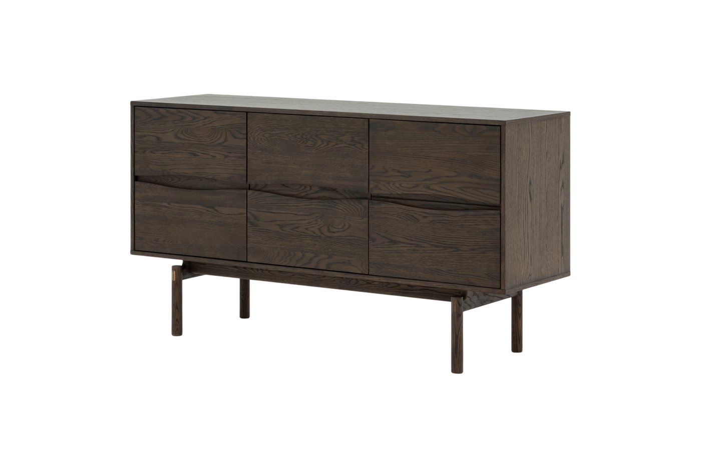Woodek Design Sideboard CELESTE aus massiver Eiche, Espresso (Espresso matt lackiert, 1 St., Schubladen und Türen mit Soft-Close-System), Breite 150 cm, Höhe 82 cm, Tiefe 45 cm von Woodek Design