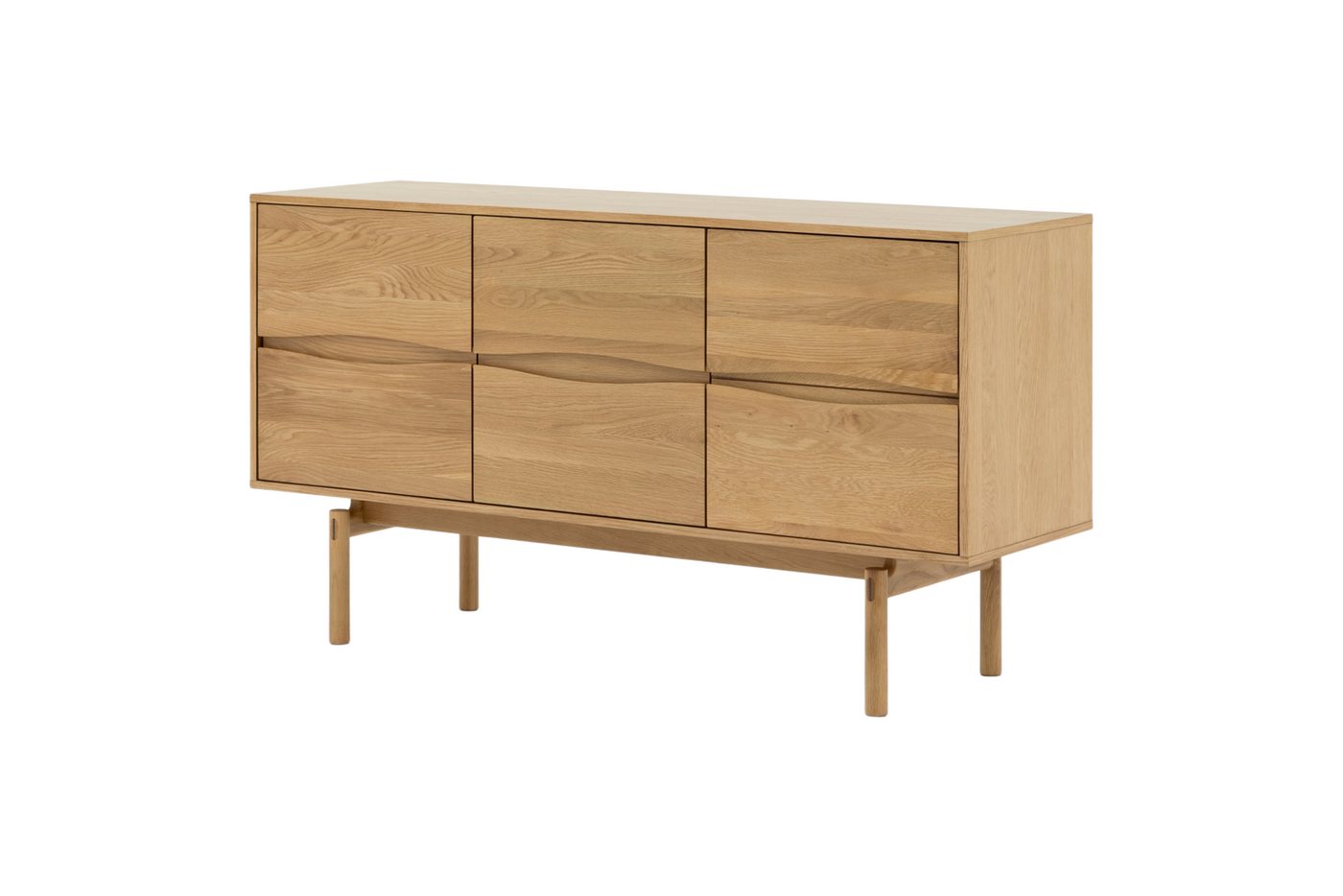 Woodek Design Sideboard CELESTE aus massiver Eiche natur (natur matt lackiert, 1 St., Schubladen und Türen mit Soft-Close-System), Breite 150 cm, Höhe 82 cm, Tiefe 45 cm von Woodek Design