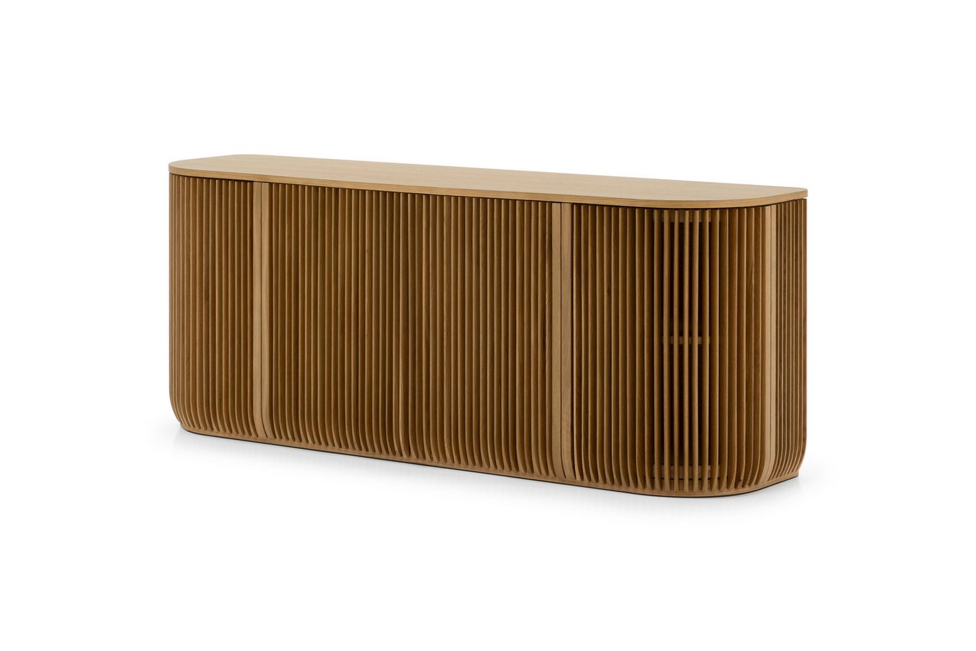 Woodek Design Sideboard FRANZ aus massiver Eiche und Eichenfurnier, natur matt lackiert (natur matt lackiert, 1 St., Türen mit Soft-Close-System), Breite 175 cm, Höhe 69 cm, Tiefe 45 cm von Woodek Design