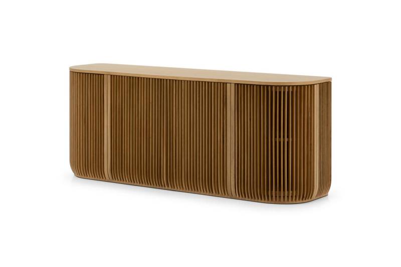 Woodek Design Sideboard FRANZ aus massiver Eiche und Eichenfurnier, natur matt lackiert (natur matt lackiert, 1 St., Türen mit Soft-Close-System), Breite 175 cm, Höhe 69 cm, Tiefe 45 cm von Woodek Design