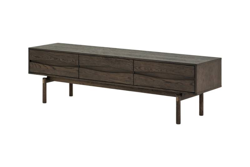 Woodek Design TV-Schrank TV-Lowboard CELESTE aus massiver Eiche, Espresso (Drei Schubladen mit Soft-Close-Metallschienen, 1-St., Espresso matt lackiert) von Woodek Design