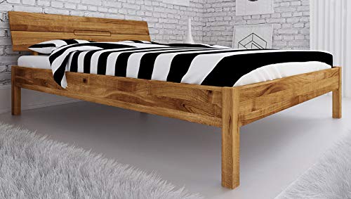 Einzelbett/Gästebett Kapiti 04 Wildeiche massiv geölt - Liegefläche: 90 x 200 cm (B x L) von Wooden Nature Premium