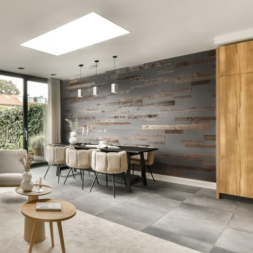 Akustische Wandpaneele aus Natural Altholz un Filz, 3D Wandpaneele, Holzverkleidung, Wooden Wall Design, model Silver Acoustic Slate (1m2) von Wooden Wall Design