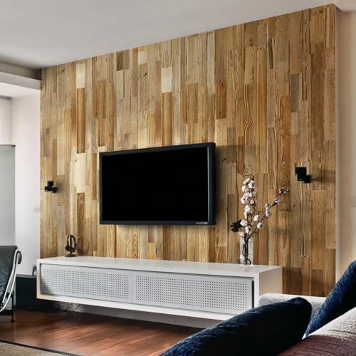 Wandverkleidung aus Altholz, Natürliches Vintage Holz Wandpaneele | model "Amber Lite" | Wooden Wall Design (Lite 1m2) von Wooden Wall Design
