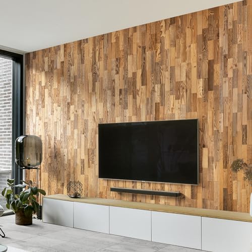 Wooden Wall Design Wandverkleidung aus Altholz Natürliches Vintage Holz Wandpaneele Wanddekoration Holzverkleidung Holzwand Wanddesign model Amata. (1m2) von Wooden Wall Design