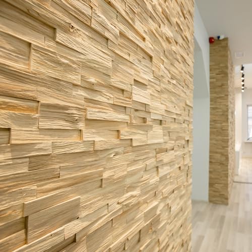 Wooden Wall Design Wandverkleidung aus Holz 3D Optik Natürliches Eiche Holz Wandpaneele Wanddekoration Holzverkleidung Holzwand Wanddesign model Deja vu (1 m2) von Wooden Wall Design