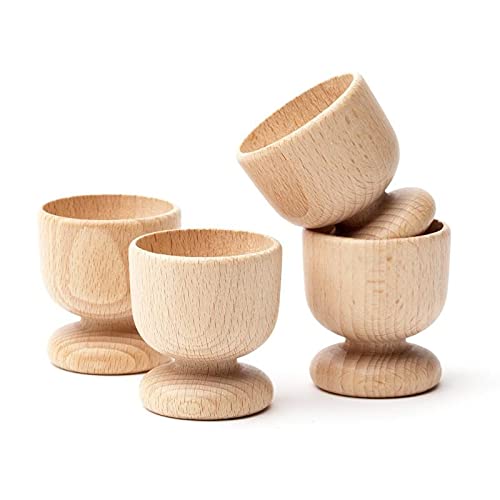 4 x Holz Eierbecher - Set von 4 Egg Haltern aus Buche natur Holz-Handwerk Kunst Ostern Zubehör von Wooden World