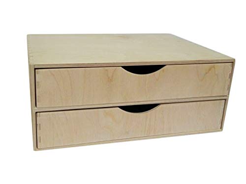 A4 Doppelholzschublade - Box Schreibtisch Aufbewahrung Decoupage unbemalt - breit von Wooden World