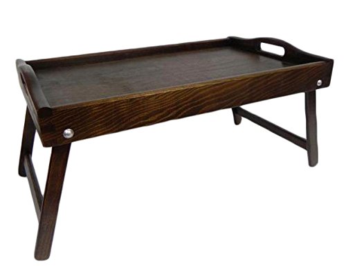 Bett-Tablett aus Holz, mit klappbaren Beinen, für Frühstück im Bett, holz, dunkelbraun, 50 x 30 x 22 cm von Wooden World